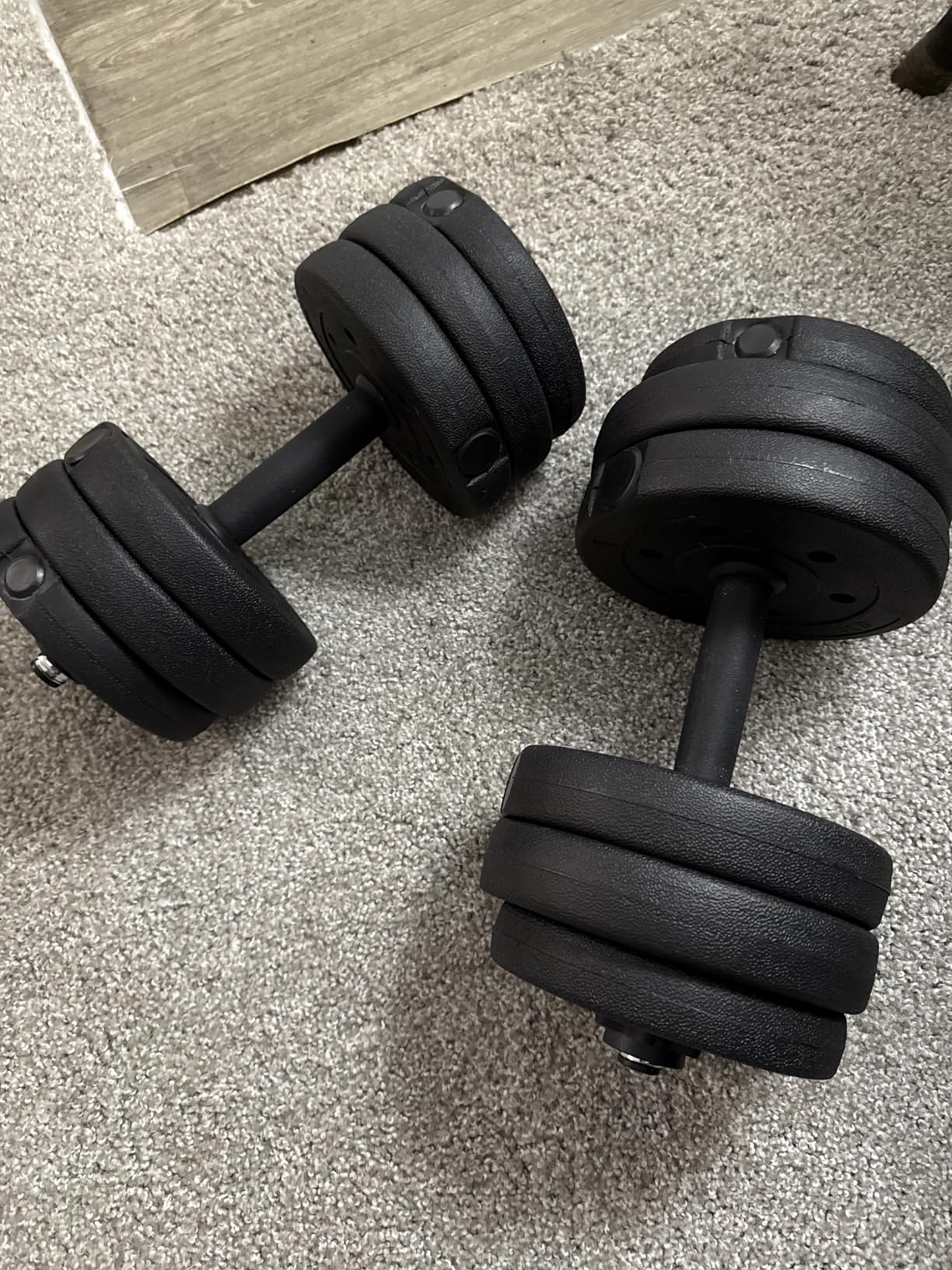 Yaheetech Adjustable Dumbbell Set Free Weights with Spinlock Collars, Concrete-Filled Plastic Plates, Iron Bar, Non-Slip Grip customer photo 1