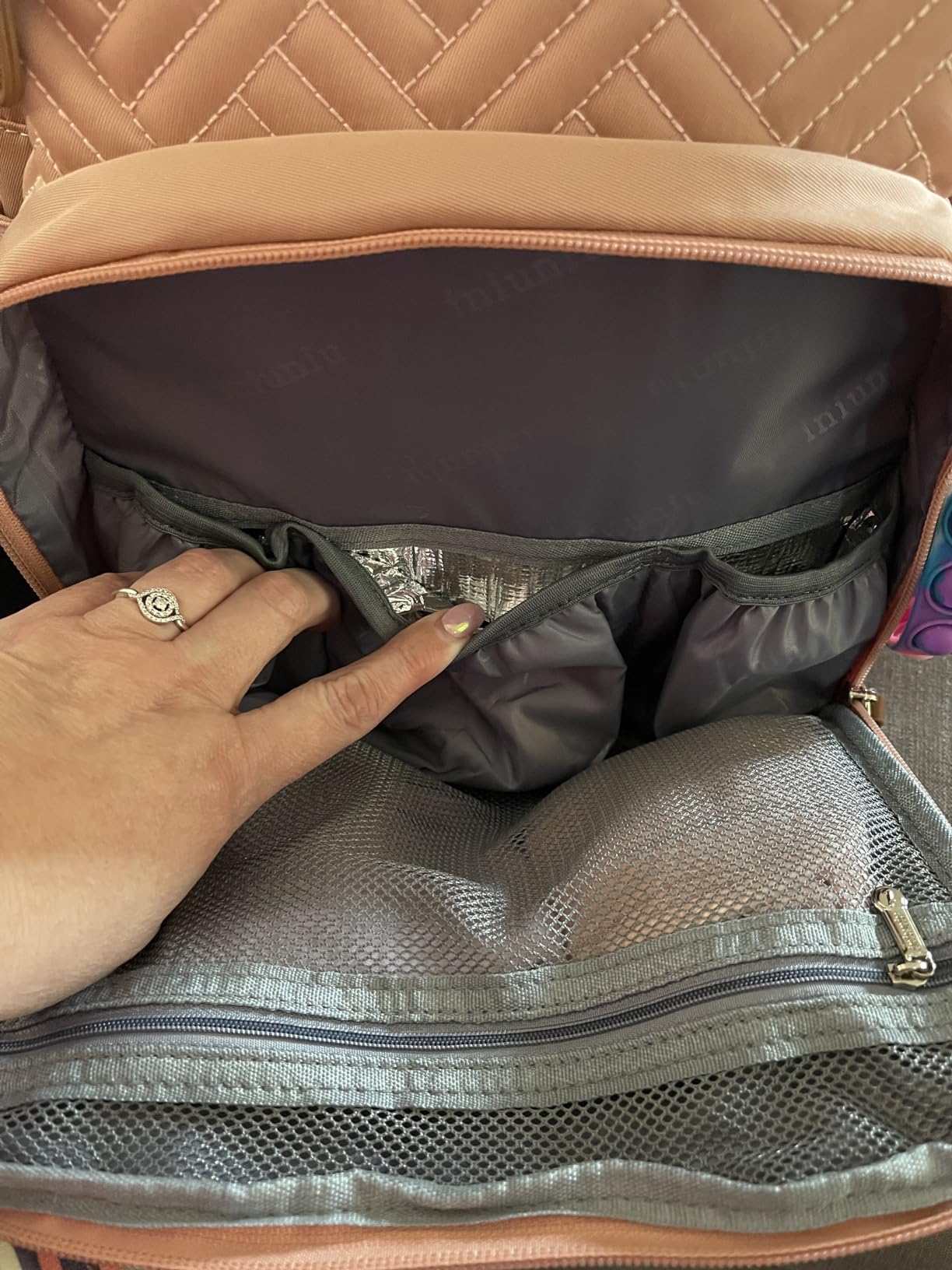 iniuniu Baby Diaper Bag Backpack, 4 in 1 kit Large Capacity Travel Backpack | Waterproof Backpack for Moms Dads,Travel Backpack with Pouch,Washable Changing Pad, Baby Essentials customer photo 1