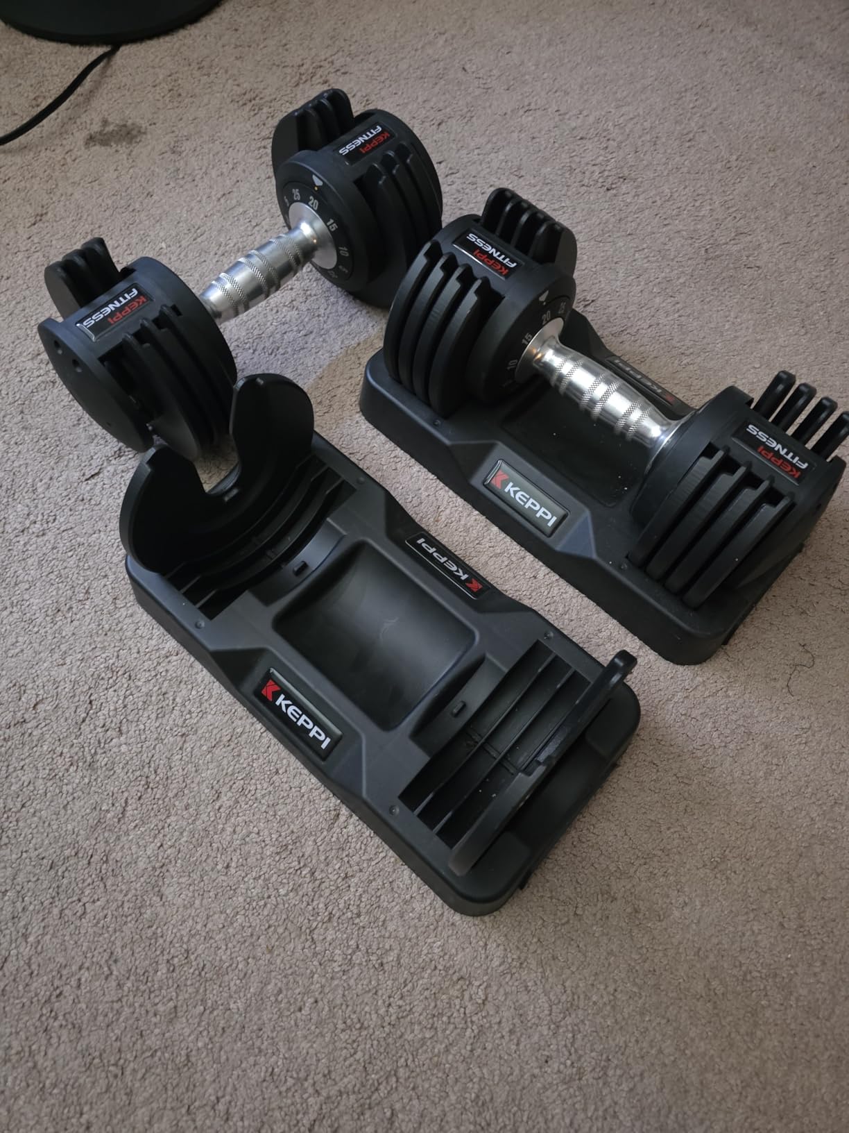 Keppi Adjustable Dumbbells Set of 2, Quick Adjust Weights for Home | 25LB/40LB/60LB All in 1 Weights Dumbbells Set with Safe Locking System, Anti-Slip Handle, Space-Saving Storage Tray customer photo 2