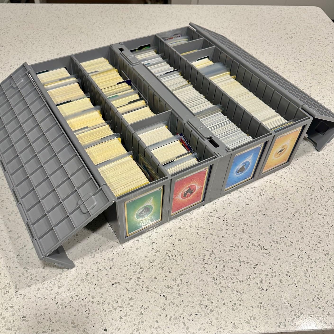 BCW Collectible Card Bin (4-Pack, Gray) | Holds 3200 Cards Each | Includes 4 Dividers Per Bin | Storage for Pokemon, MTG & Sports Cards customer photo 2