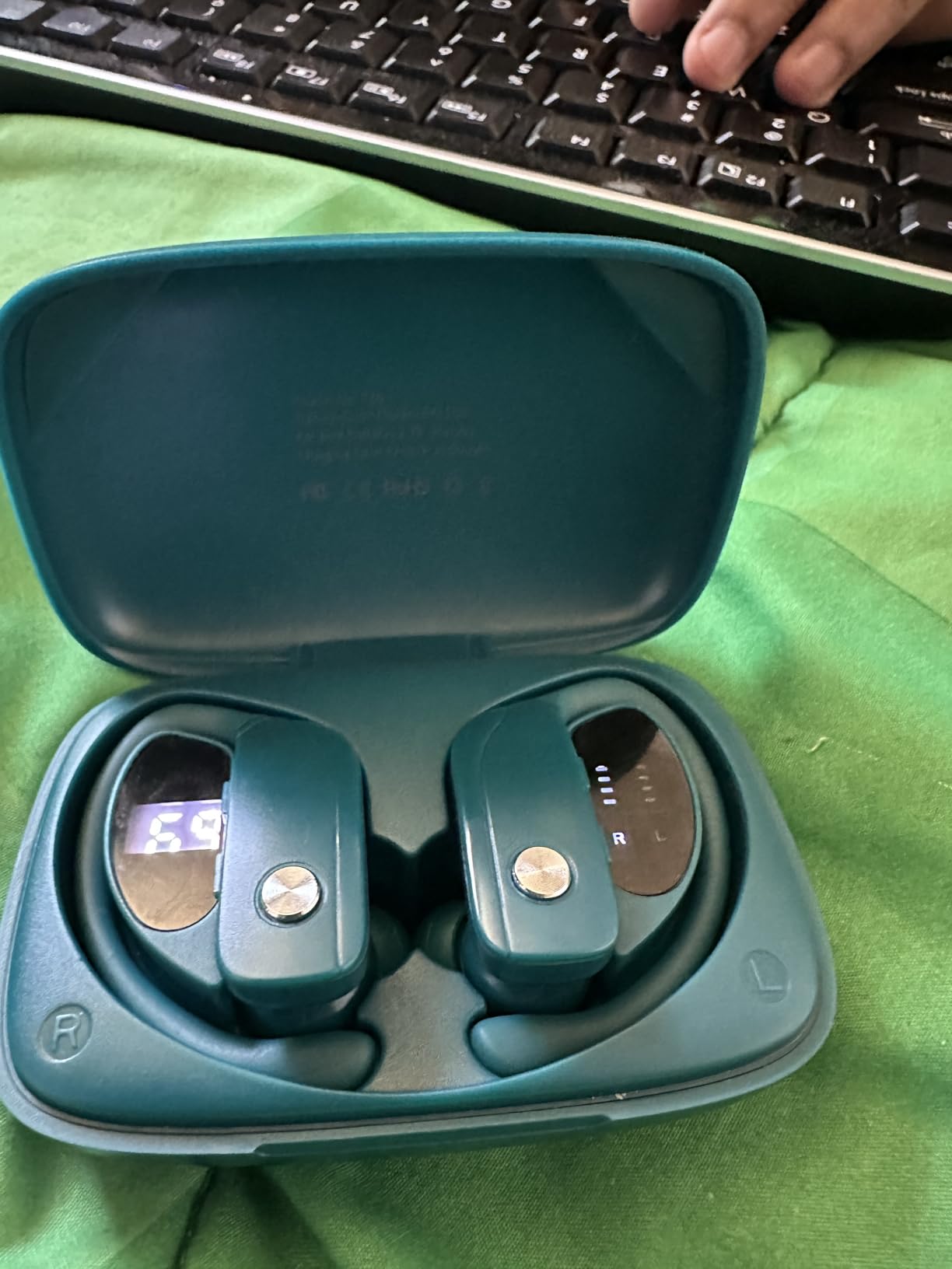 bmanl Wireless Earbuds Bluetooth Headphones Over Ear Hooks Ear Buds with 80H Playtime, LED Power Display, Dual Mic Clear Calls, Sports Wireless Ear Buds Bluetooth Earbuds for Running Gym Workout Black customer photo 2
