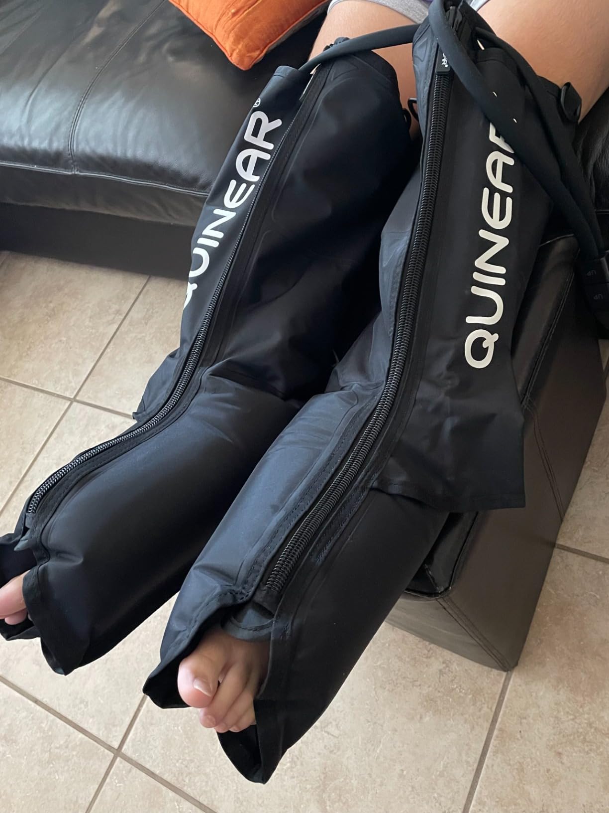 QUINEAR Leg Recovery System for Athletes, Air Compression Recovery Boots Massager for Circulation and Pain Relief - 9 Intensities 60-140 mmHg - FSA-HSA Eligible customer photo 2