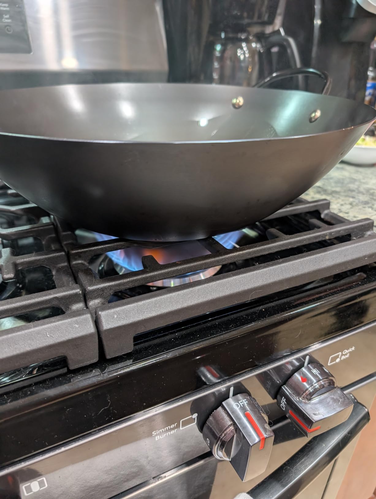 Babish 14 Inch Carbon Steel Wok Pan, Flat Bottom Stir Fry Pan, Induction | Carbon Steel Flat Bottom Wok with Wooden Handle & Helper Handle, Stir Fry Pan for Chinese Cooking, Gas Electric Induction customer photo 2