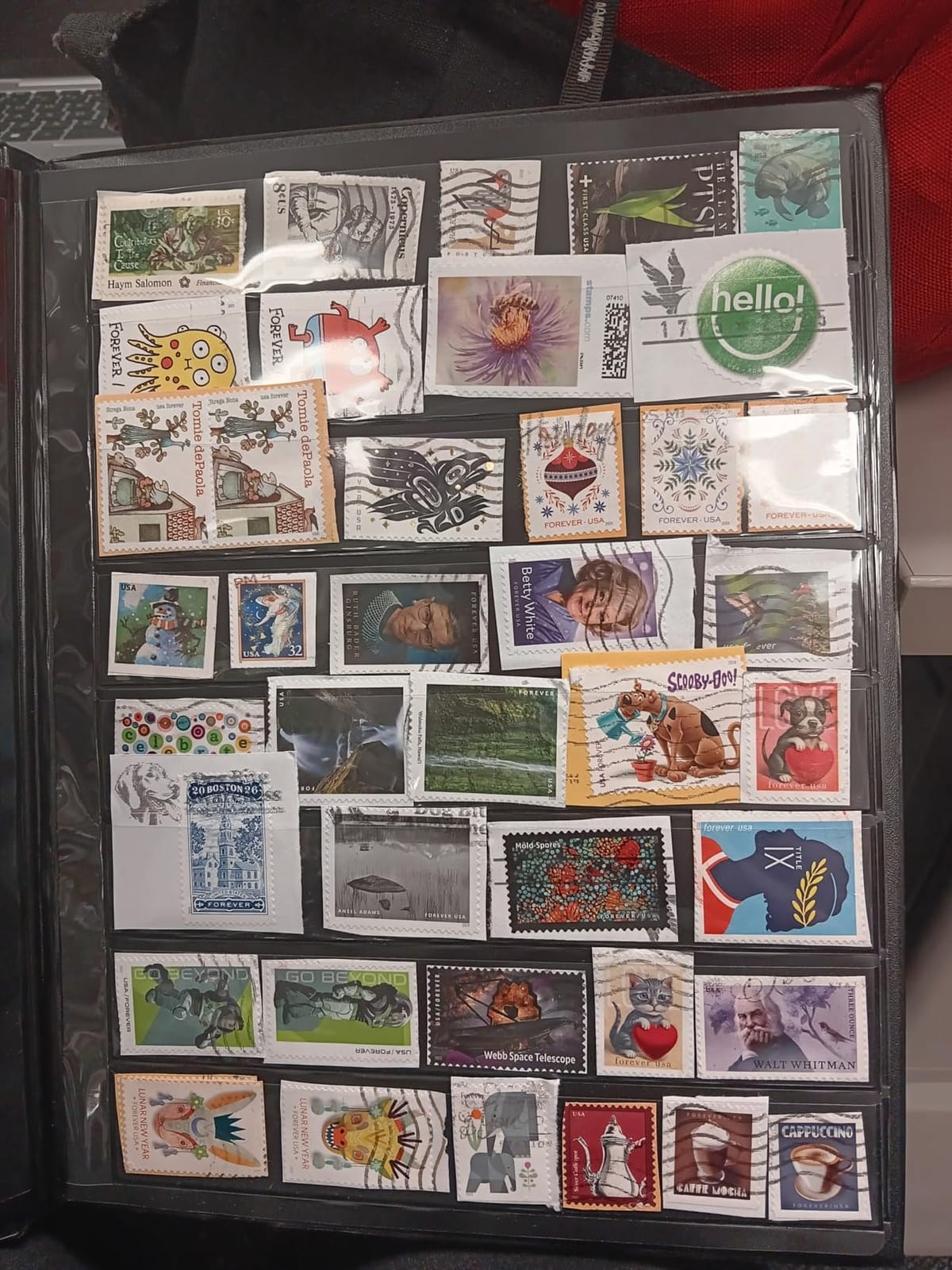 Stamp Albums 160 Pockets - Stockbooks with 30x197mm Sleeves, 10 Double Sided Black Page with Leatherette Padded Black Cover, Collection Storage Folder for Paper Money Postage Stamps AS0108BK customer photo 2