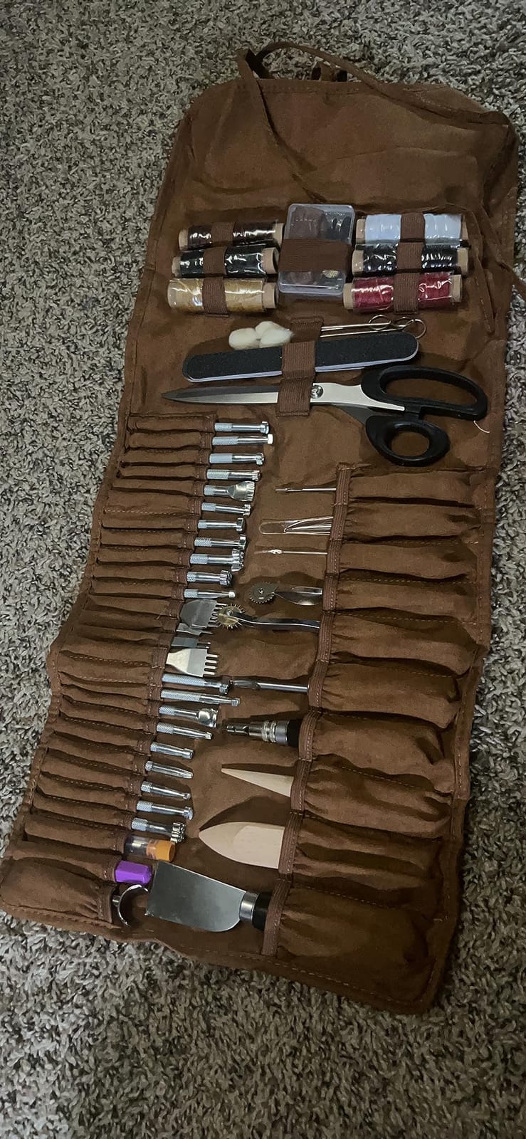 TLKKUE Leather Working Tools Leather Craft Tools for Carving Stamping Sewing Punching Cutting with Custom Storage Bag Professional Tooling Kit for Crafting, Repair & DIY Projects customer photo 1