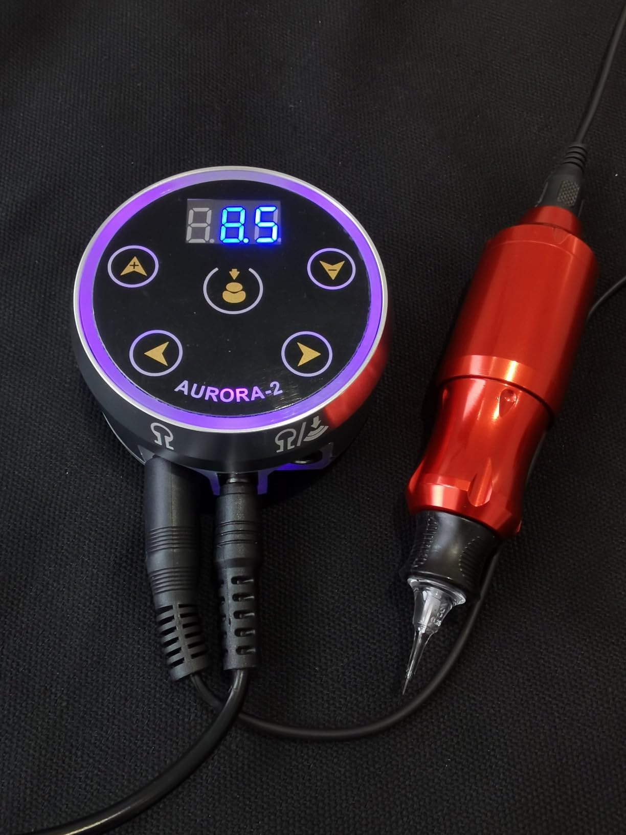 Aurora 2 Tattoo Power Supply 1.5-16v Professional Tattoo Power Supply Box for Coil & Rotary Tattoo Machine Pen, Dual Outputs/Colorful LEDs/Touchscreen/Magnetic Base/2 Foot Pedal Modes(Silver) customer photo 2