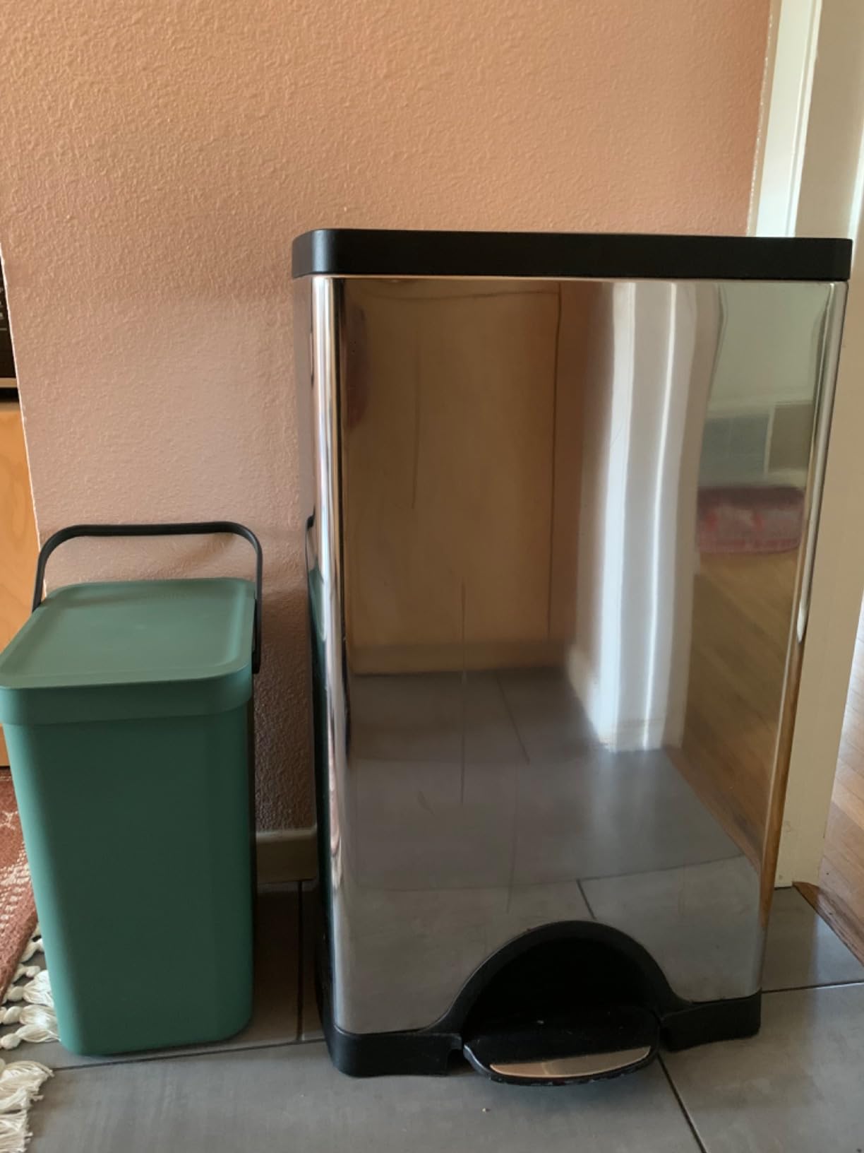 Brabantia Sort & Go Kitchen Countertop Food Scraps Compost Bin | XS / 0.8 Gal / 3L | Jade Green | Removable Stay-Open Lid, Carry Handle, Easy-Clean Recycling Box | Wall Bracket Sold Separately customer photo 2