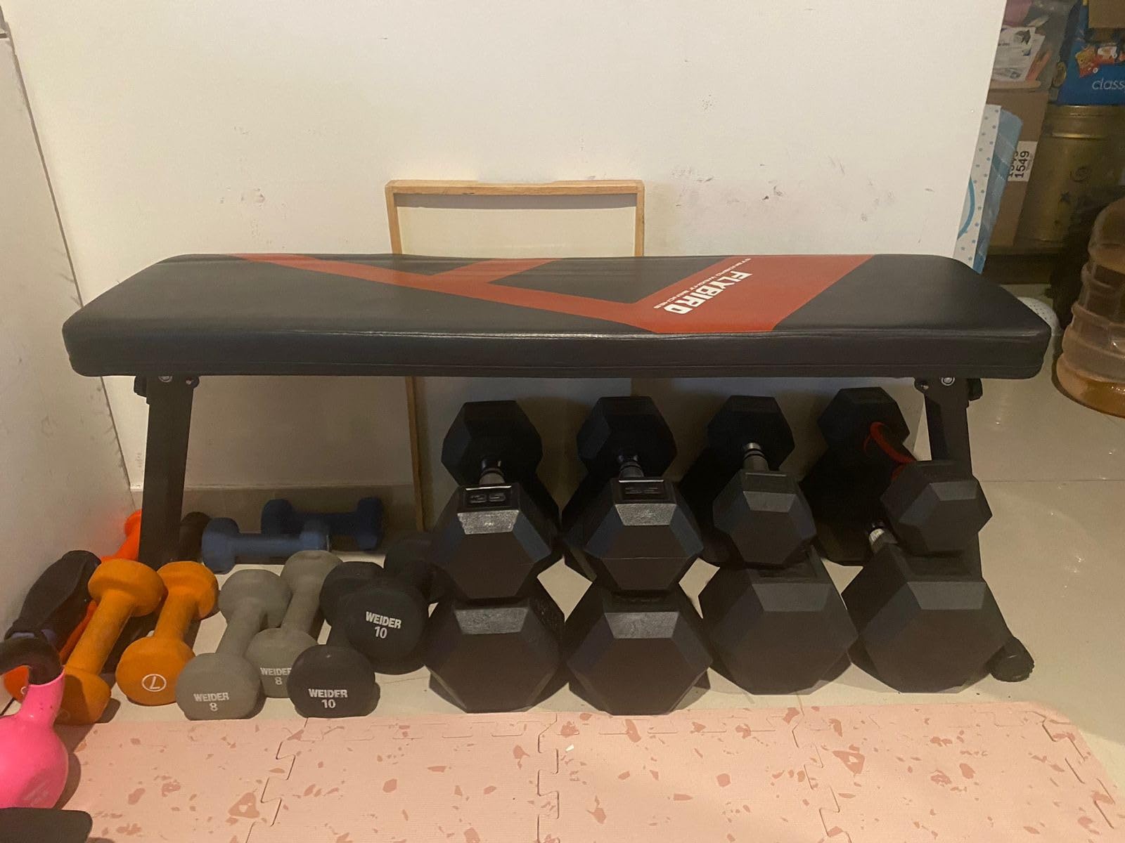 FLYBIRD Foldable Flat Weight Bench for Home Gym, 600 lbs Capacity with Dual Locking for Strength Training, Easy Setup & Storage for Small Apartments, Lifting, Hip Thrust, Dumbbell Workout customer photo 2