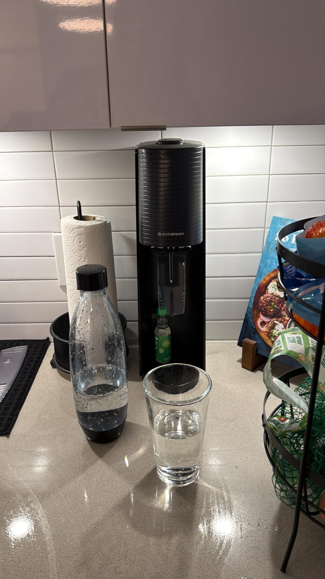 SodaStream TERRA Sparkling Water Maker, Starter Kit, CQC CO2 System, Includes 1 Quick Connect 60L CO2 Cylinder, 1 Dishwasher Safe BPA Free Bottle, 1 bubly Lime Drop, Black customer photo 1