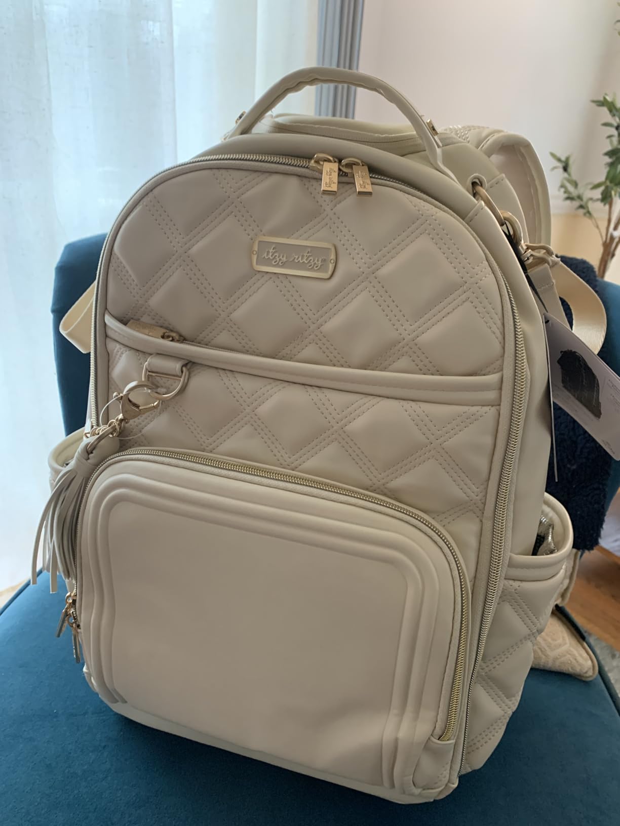 Itzy Ritzy Boss Plus Large Diaper Bag Backpack with 19 Pockets (Cognac) | Includes 2 Insulated Bottle Pockets, Changing Pad, Stroller Clips, Comfortable Padded Straps, Easy-to Clean, Travel-Ready customer photo 2
