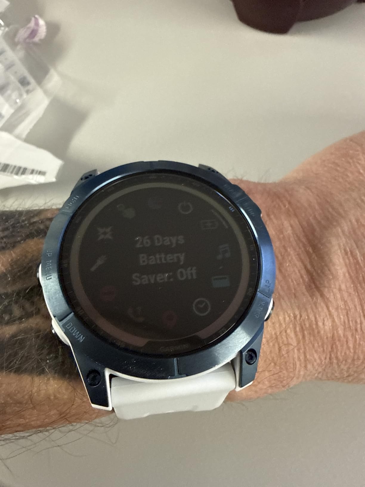 Garmin Fenix 7X Sapphire Solar, Adventure Smartwatch, w/Solar Charging Capabilities, Rugged Outdoor GPS Watch, Touchscreen, Wellness Features, Mineral Blue Titanium w/Whitestone Band (Renewed) customer photo 1