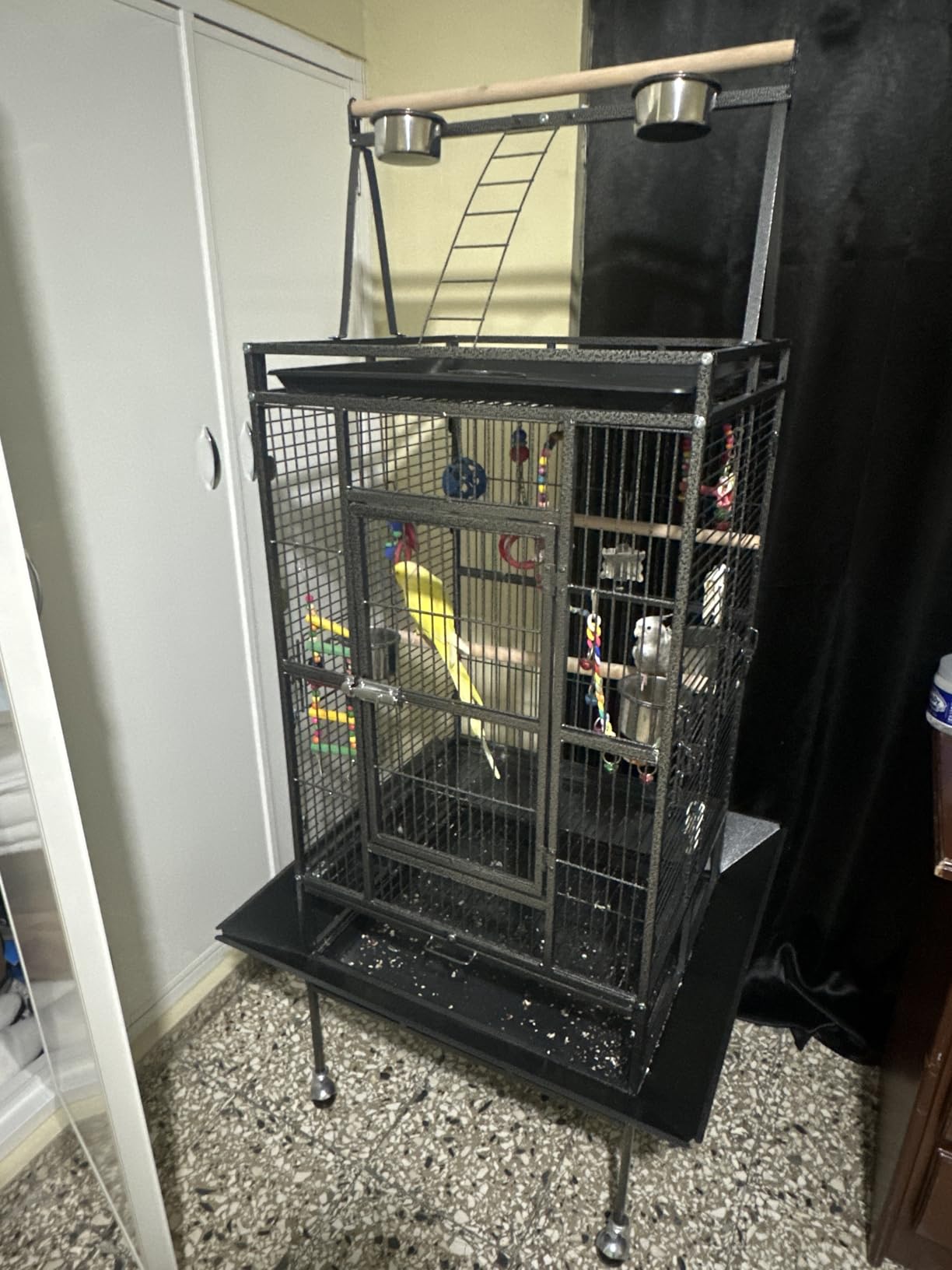 82 Inch Bird Cage, BOINN Bird Flight Cages with Rolling Stand & Bottom Tray, Wrought Iron Parrot Cage with PlayTop for Parakeet, Lovebirds, Ringneck, Cockatiels customer photo 2
