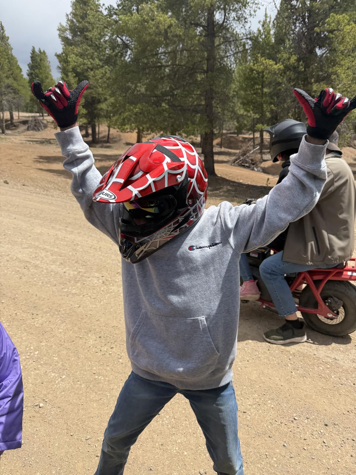 OUMURS Youth Dirt Bike Helmet DOT Approved, Kids Full Face Motocross Helmet - Includes Goggles Gloves Storage Bag, Lightweight Design, Washable Liner, ATV UTV BMX MX Off-Road Racing customer photo 2