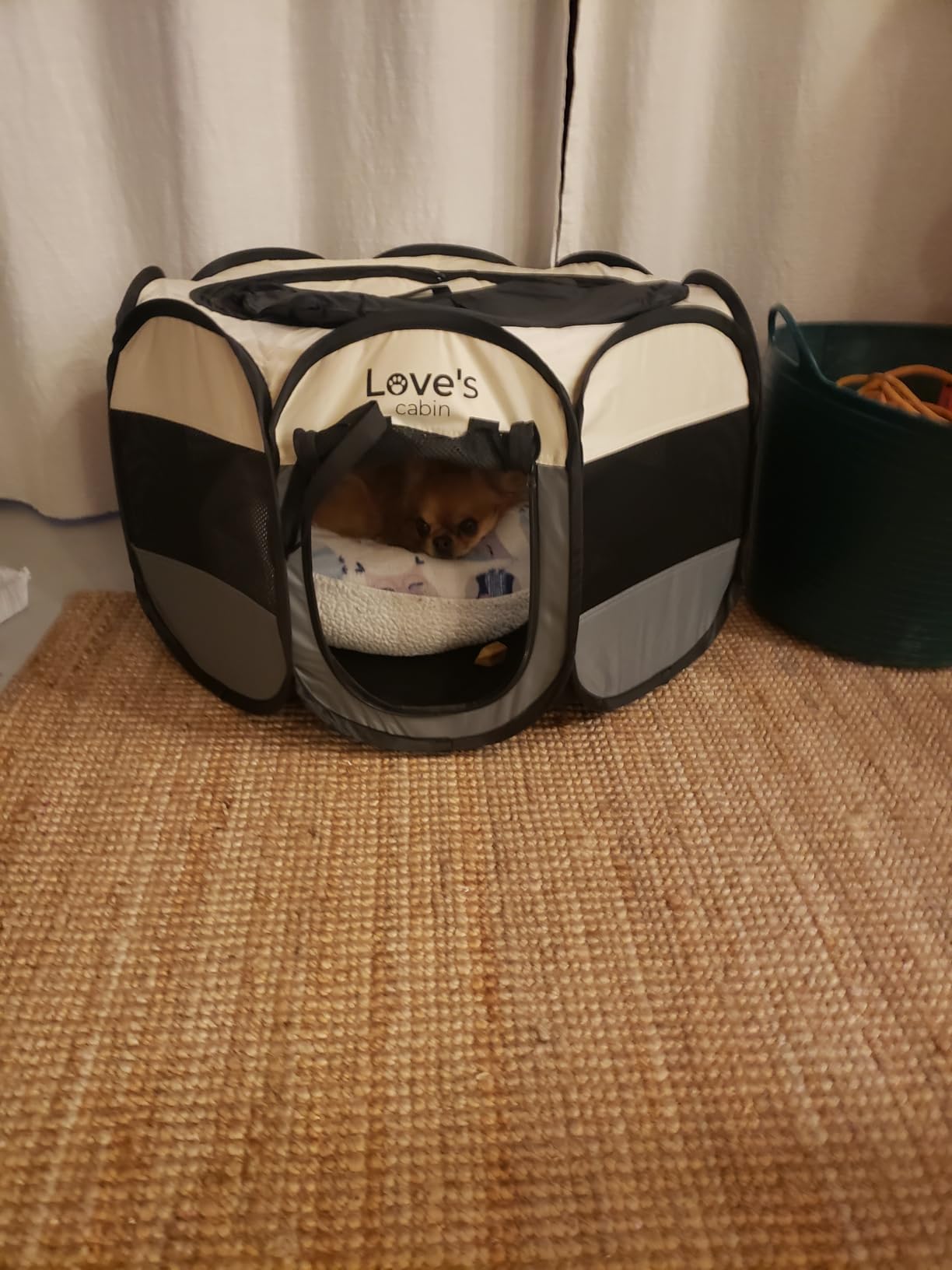 Love's cabin Pet Puppy Dog Playpen, Small Dog Tent Crates Cage Indoor/Outdoor, Portable Playpen for Cat, Foldable Pop Up Dog Kennel Playpen with Carring Case, Removable Zipper Top, Grey customer photo 2