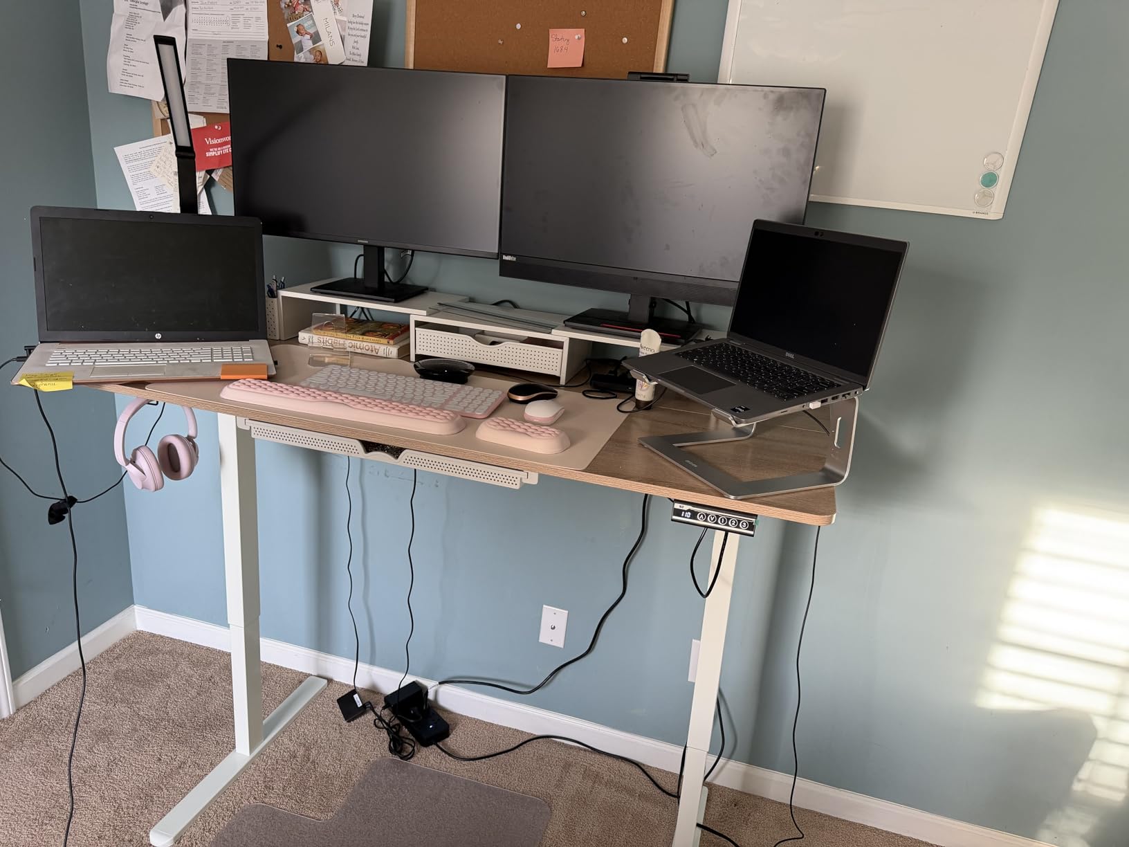 SHW 55 x 28 Electric Height Adjustable Standing Desk w/Drawer, White customer photo 2