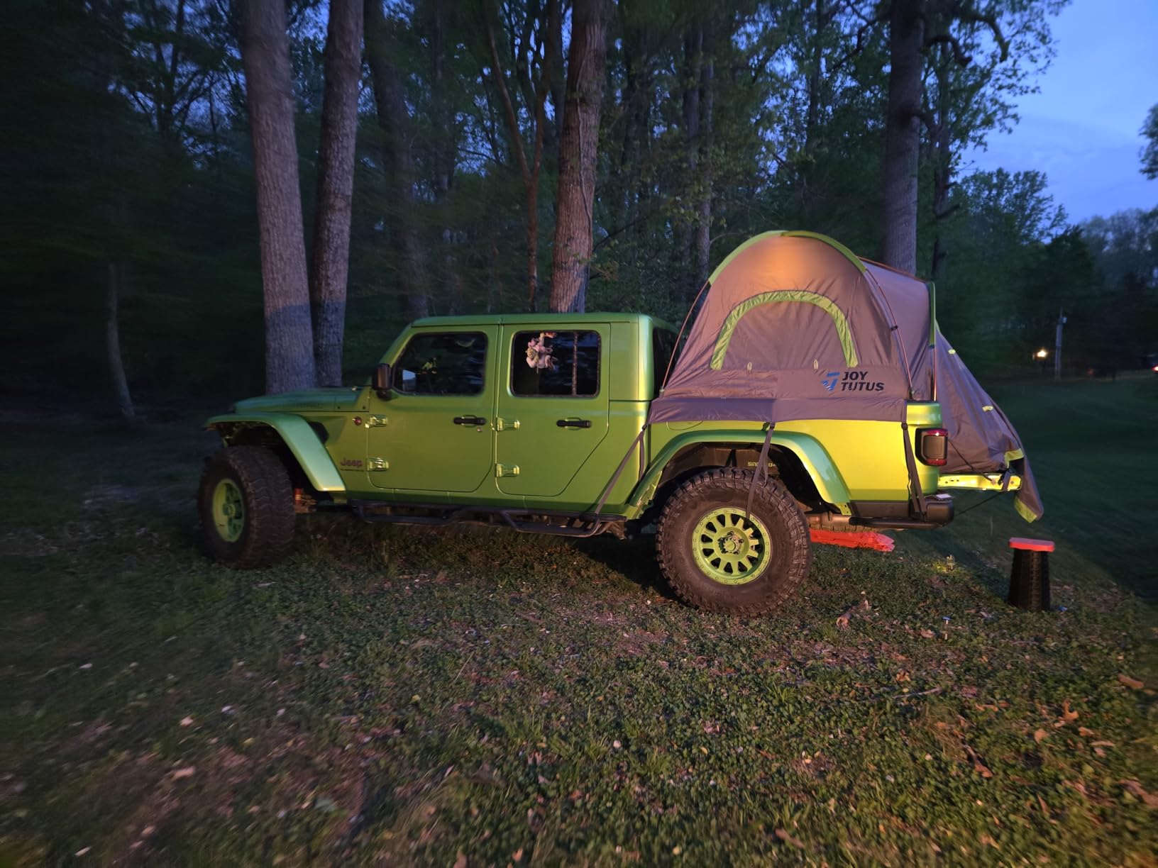 JOYTUTUS Pickup Truck Tent 5ft 2.0, Waterproof PU2000mm Double Layer for 2 Person, Portable Truck Bed Tent with Rainfly, Green, Aluminum Pole customer photo 2