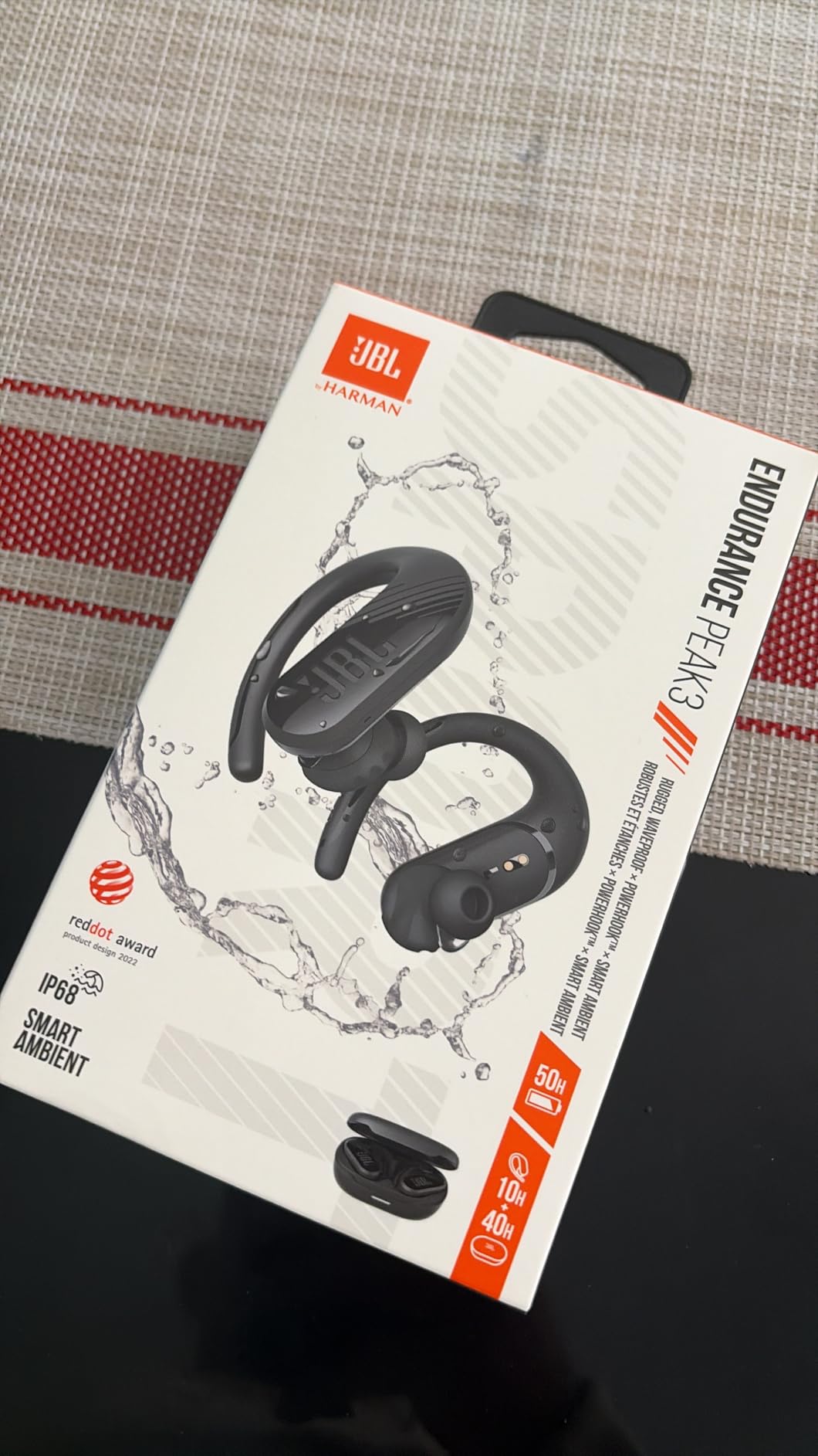 JBL Endurance Peak 3 - Dust and Water Proof (IP68) True Wireless Active Earbuds, JBL Pure Bass Sound, Up to 50 Total Hours of Playback with Speed Charge, Ambient Aware & Talk Thru (White) customer photo 1