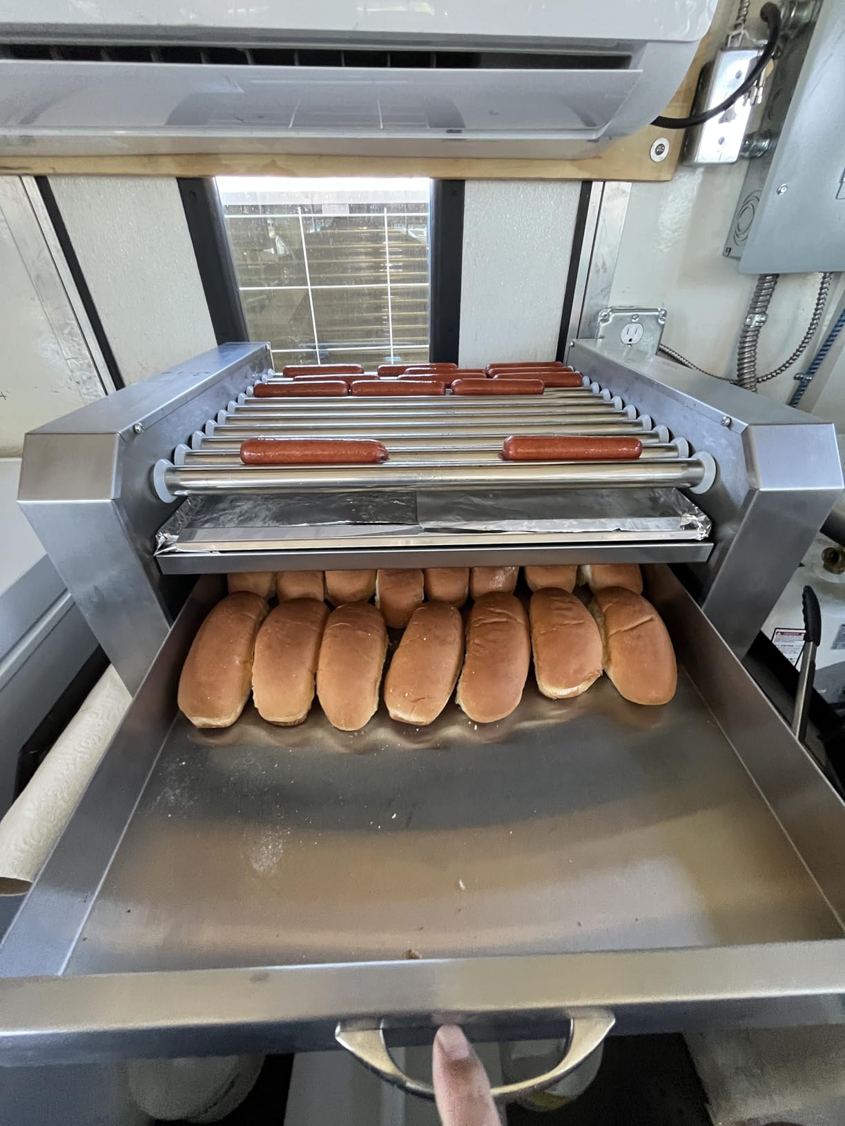 Electric 30 Hot Dog 11 Roller Grill Cooker Machine with Bun Warming Drawer and Cover - Commercial Grade, Stainless Steel customer photo 1
