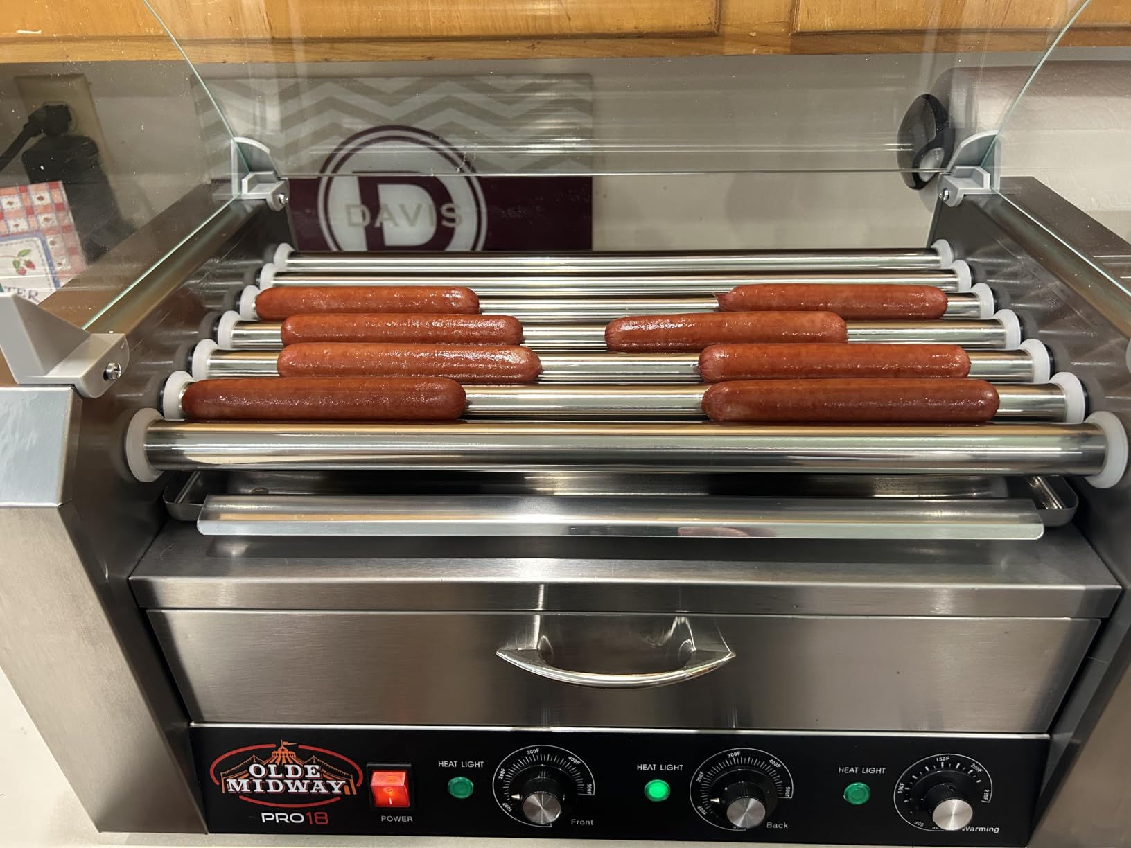 Electric 30 Hot Dog 11 Roller Grill Cooker Machine with Bun Warming Drawer and Cover - Commercial Grade, Stainless Steel customer photo 2