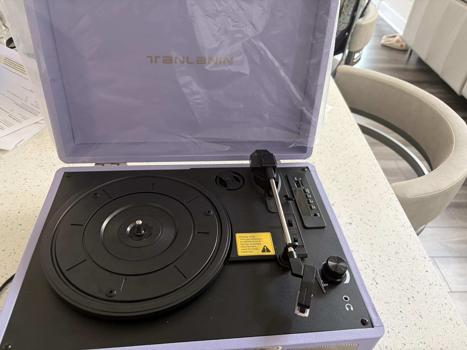 Vinyl Record Player Bluetooth Vintage 3-Speed Portable Suitcase Turntables with Built-in Speakers, Belt-Driven LP Player Support USB Recording AUX-in RCA Line Out Headphone Jack, White customer photo 1