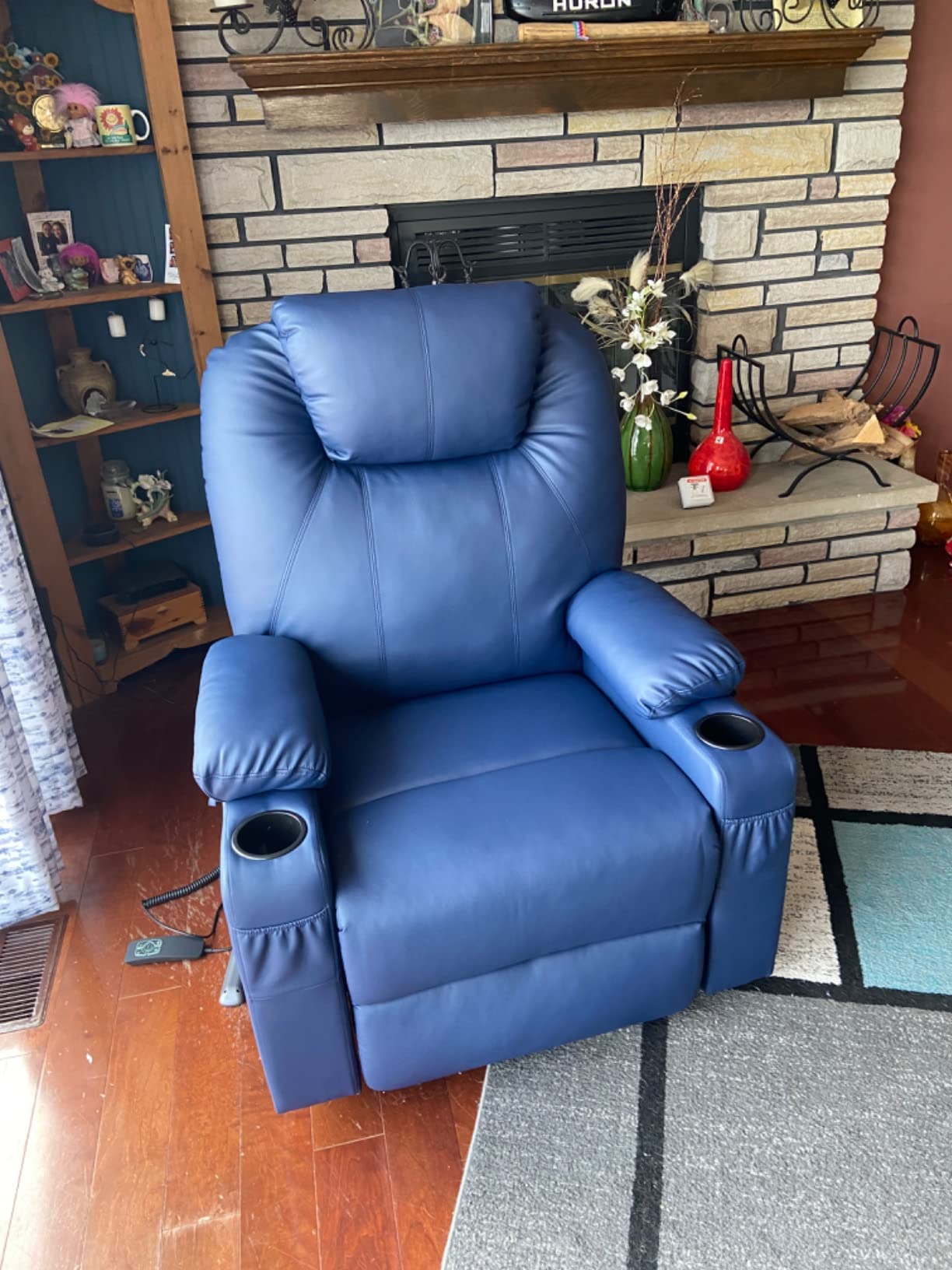 MCombo Dual Motor Large Power Lift Recliner Chair for Elderly, Lay Flat Lift Chair with Heat and Massage, Big Lift Recliner for Tall People, Faux Leather 7815 (Grey, Large) customer photo 1