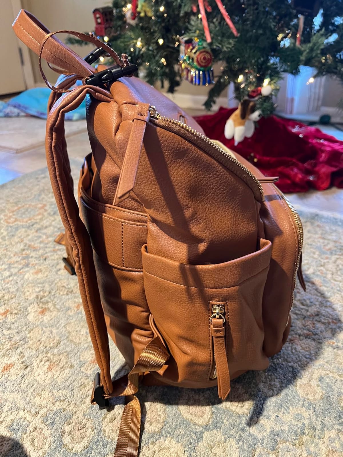 Omanmoli Diaper Bag Backpack Large Baby Diaper Bag Leather with 17 Diaper Bag Organizing Pouches, Changing Pad, Stroller Straps, 4 Insulated Pockets, Brown customer photo 1