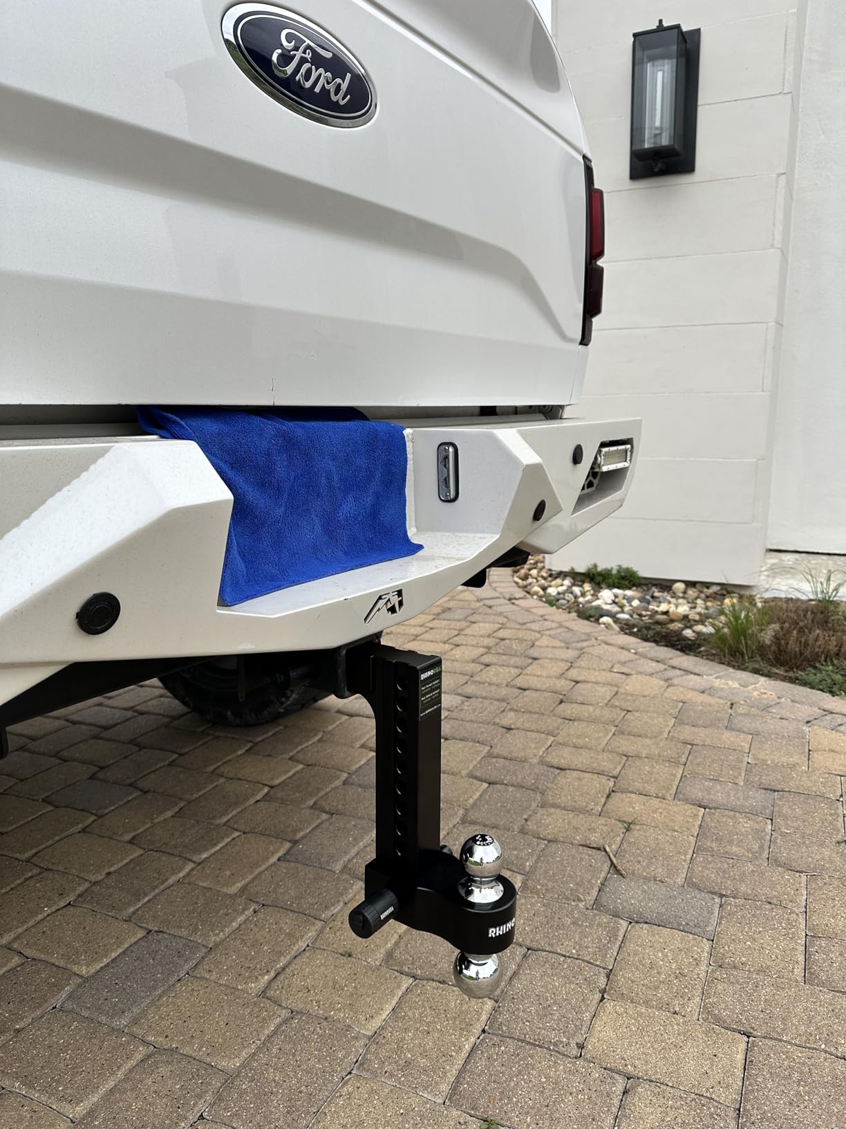 Rhino USA Adjustable Trailer Hitch (2in Receiver) - 6in Drop/Rise | 12,500lbs GTW, Heavy Duty Aluminum. Weatherproof Double Anti-Theft Locking Hitch Pins Included for Towing. Black customer photo 2