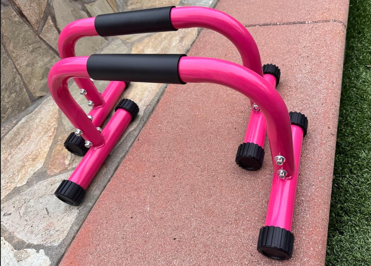 AmazeFan Parallettes Bars, Push Up Bars Strength Training For Handstands, Full Planche & Dips, Calisthenic, Gymnastic, [16.6x10x10in] Push Up Stands Handle for Floor Workouts Calisthenics Equipment customer photo 2
