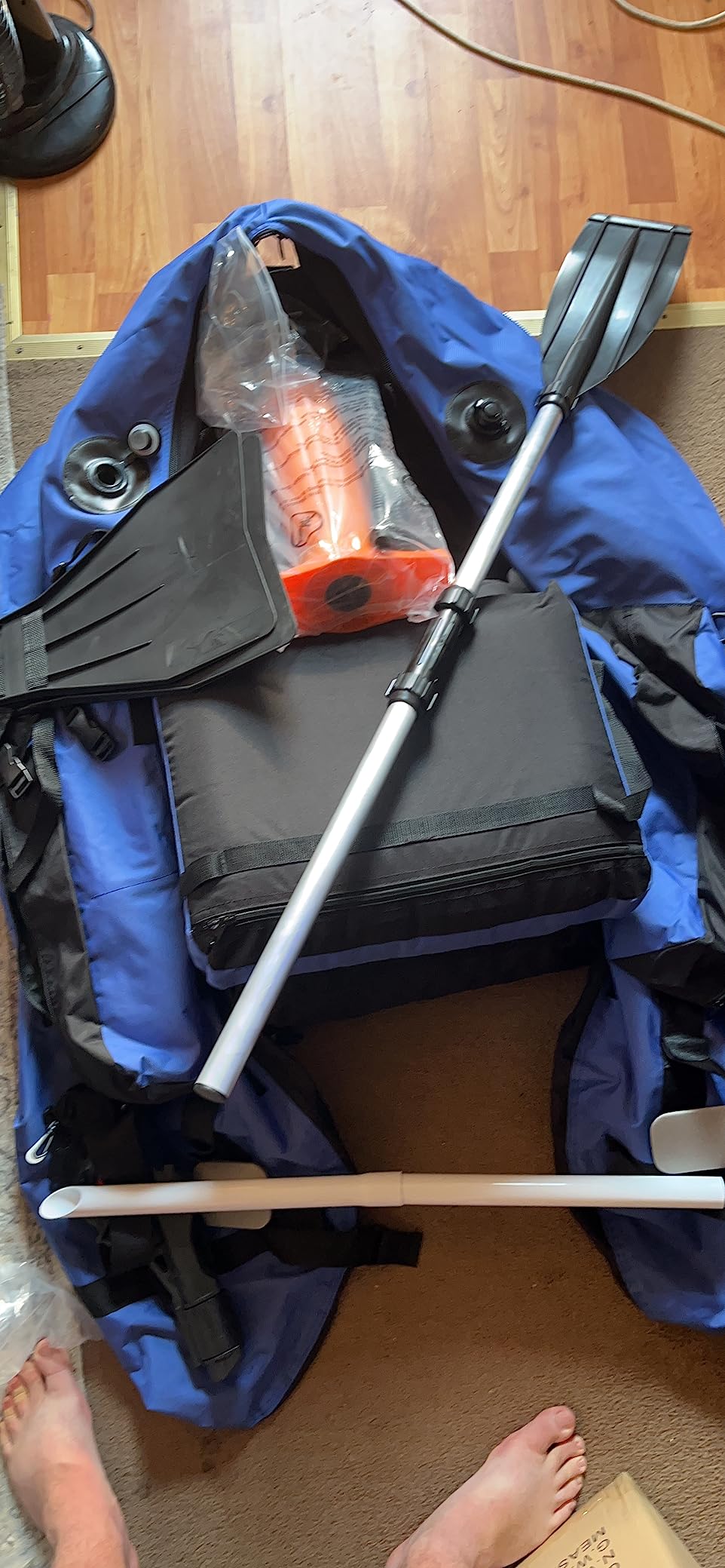 Fishing Float Tube with Adjustable Backpack Straps, Storage Pockets, Fish Ruler, Fly Fishing Boat with Pump, Oar, Rod Holder and Mount, Fins, 350LBS Load Bearing Capacity, FT003 customer photo 2