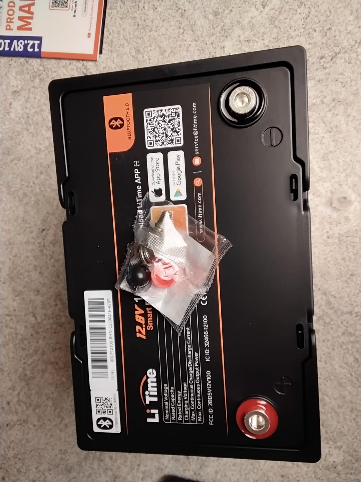 Litime 12V 100Ah Xtra-Mini LiFePO4 Battery for RV, Camper, Trolling Motor | Bluetooth, Group 22NF, 4000+ Deep Cycle, IP65 Waterproof, Low Temp Protection, 100A BMS for Boat, Yacht, Kayak customer photo 1