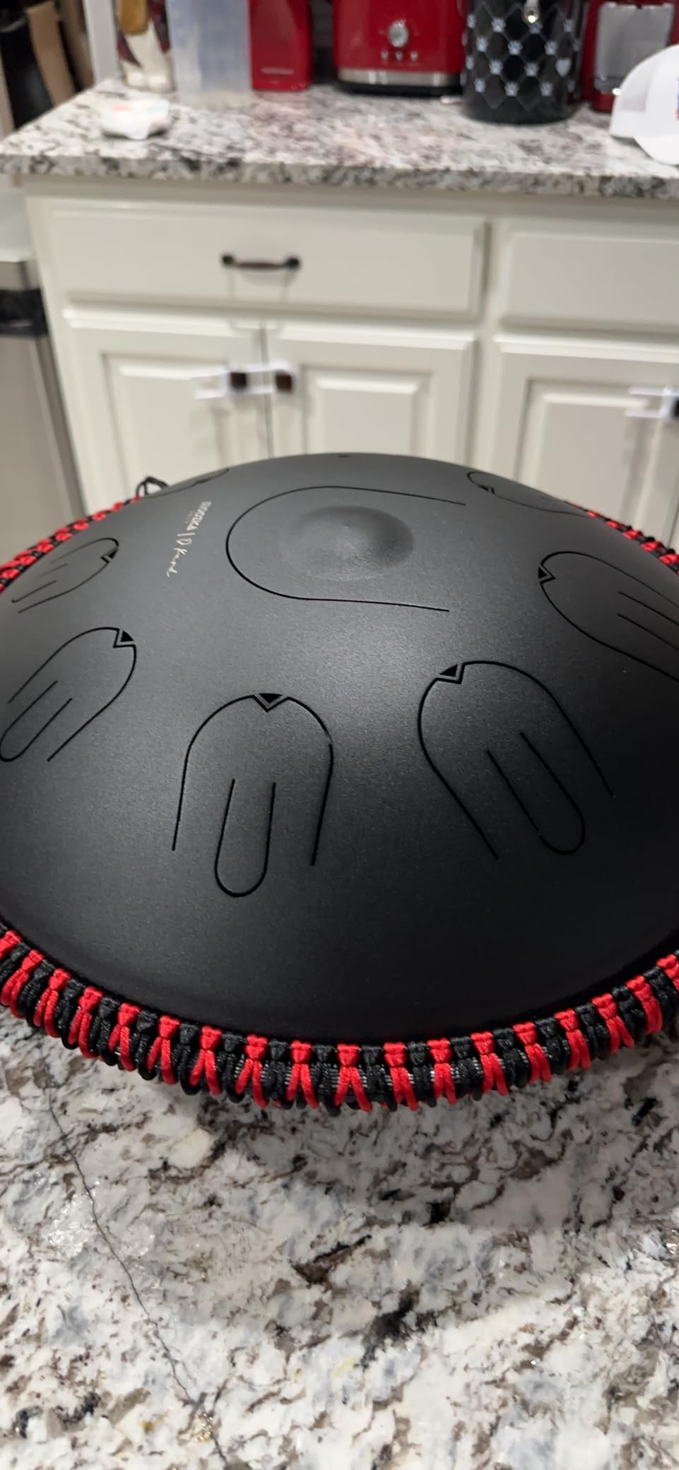 Moozica Steel Handpan Tongue Drum, 14 Inches 17 Notes in D Minor with Octave Overtone Design, Handpan Drum Percussion Instrument With Carry Bag (D-Kurd, Black) customer photo 1