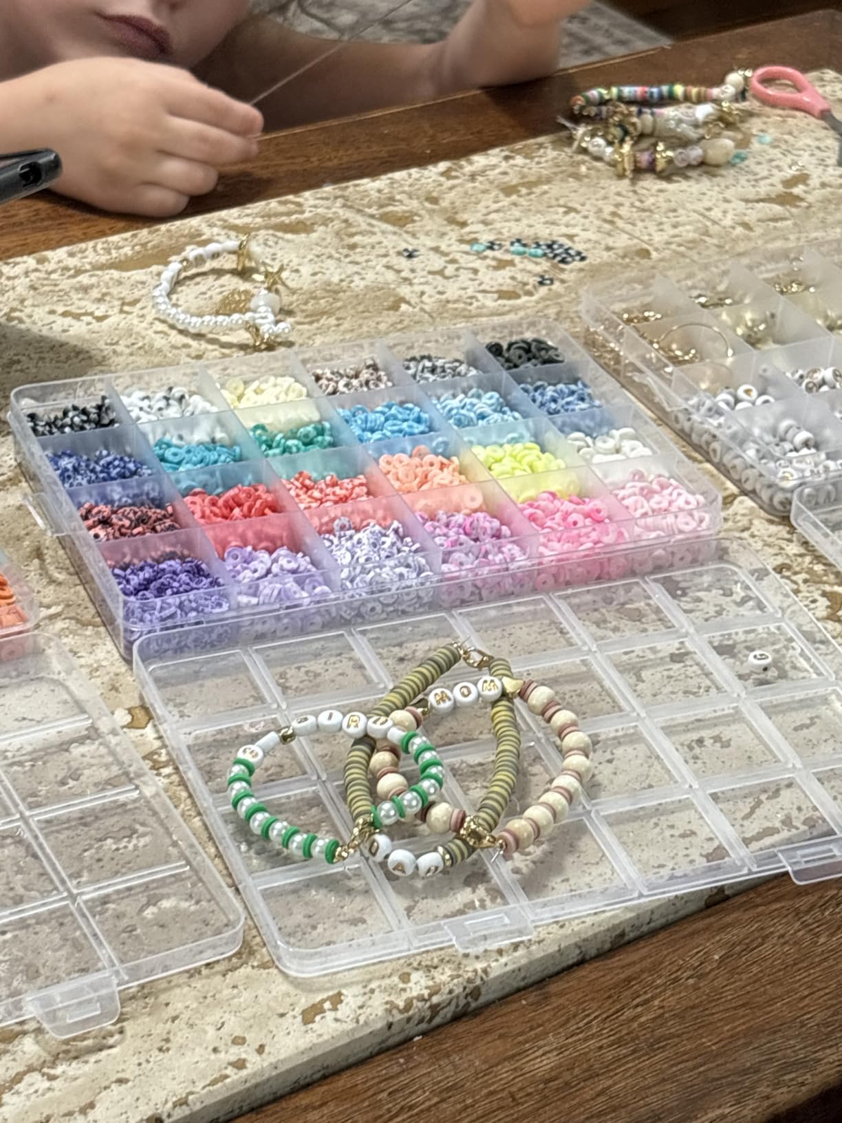 Pizooro Clay Beads 3 Boxes Bracelet Making Kit, 10500pcs Beads for Jewelry Making, Round Letter Beads with Charm and Elastic Strings, Friendship Bracelets Holiday Gifts for Girls Adults customer photo 1