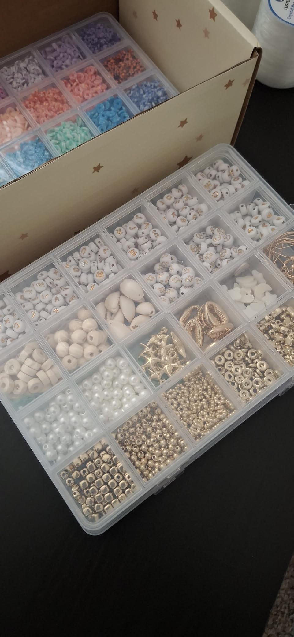 Pizooro Clay Beads 3 Boxes Bracelet Making Kit, 10500pcs Beads for Jewelry Making, Round Letter Beads with Charm and Elastic Strings, Friendship Bracelets Holiday Gifts for Girls Adults customer photo 2