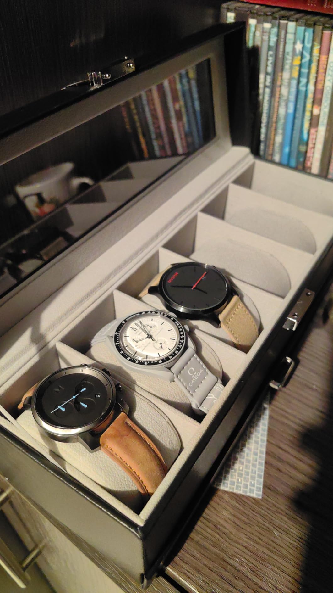 ProCase Watch Box, Fathers Day Gift for Dad, 6 Slot Watches Display Case with Drawer, Mens Watch Case with Glass Lid, 2-Layer Mens Jewelry Organizer Storage Holder -6 Slot, Espresso customer photo 2