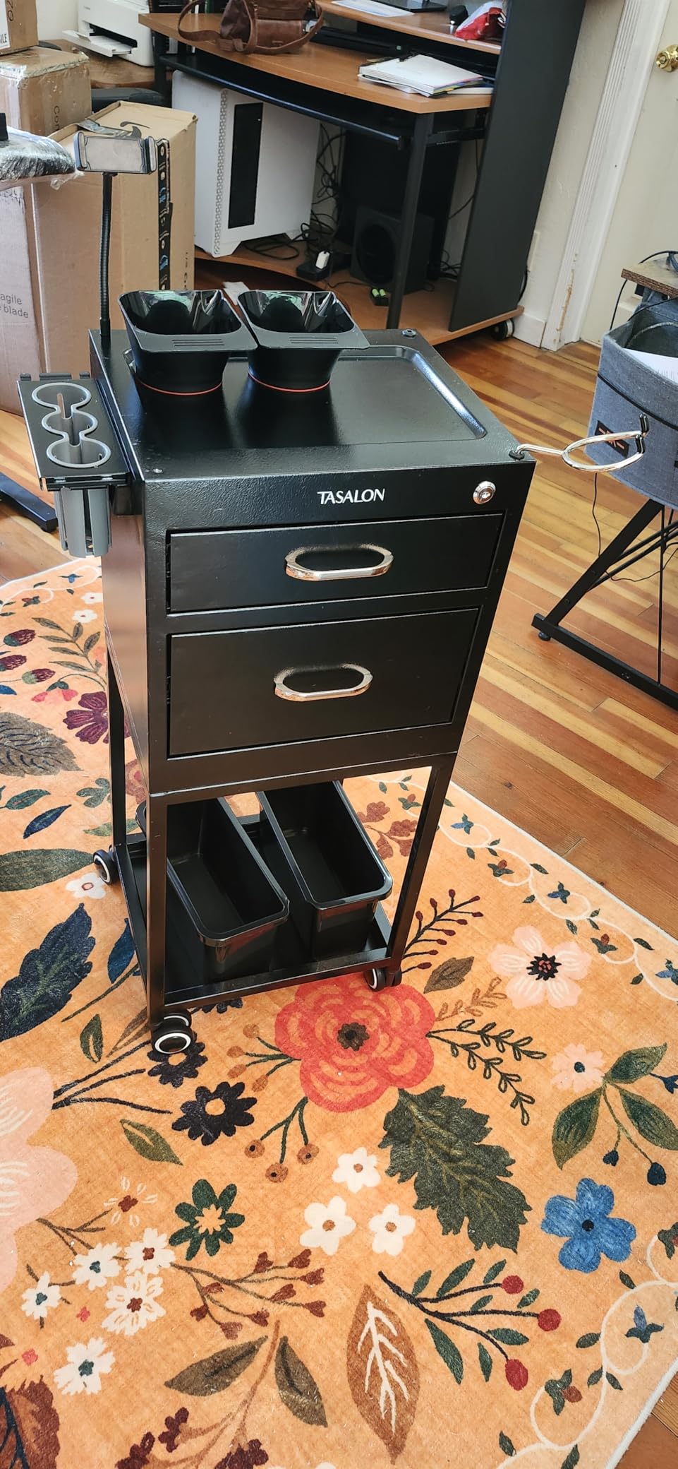 TASALON Metal Lockable Salon Cart with Wheels, 2 Magnetic Bowls & Drawers, Rolling Barber Trolley, Mobile Storage Cart with Drawers for Hair Stylist, Beauty Salon & Barber Shop customer photo 1