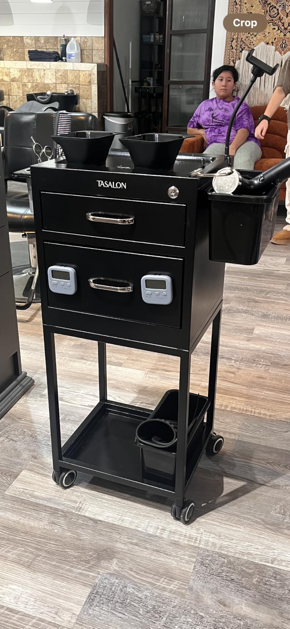 TASALON Metal Lockable Salon Cart with Wheels, 2 Magnetic Bowls & Drawers, Rolling Barber Trolley, Mobile Storage Cart with Drawers for Hair Stylist, Beauty Salon & Barber Shop customer photo 2
