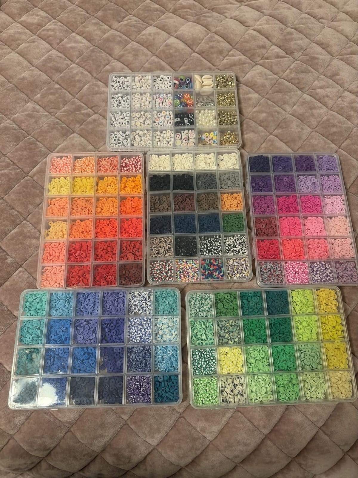 20,000 Pcs Clay Beads Bracelet Making Kit, 120 Colors 6 Boxes Polymer Beads Spacer Heishi Beads & Jewelry Kit with Pendant Charms Elastic Strings, Crafts Gift for Kids Adults customer photo 1