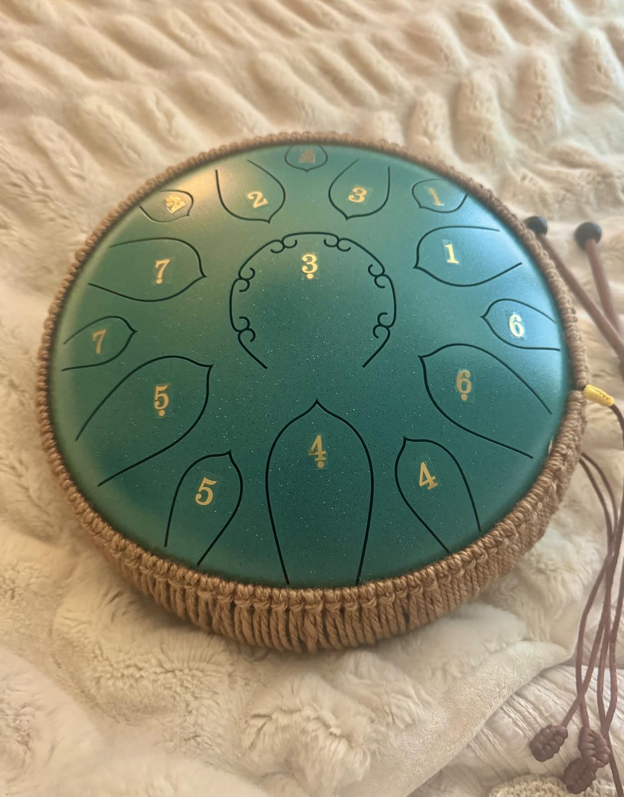 HOPWELL Steel Tongue Drum - 15 Note 12 Inch Tongue Drums - Percussion Instruments - Hand Pan Drum with Music Book, Drum Mallets and Carry Bag, D Major, Malachite Green customer photo 1