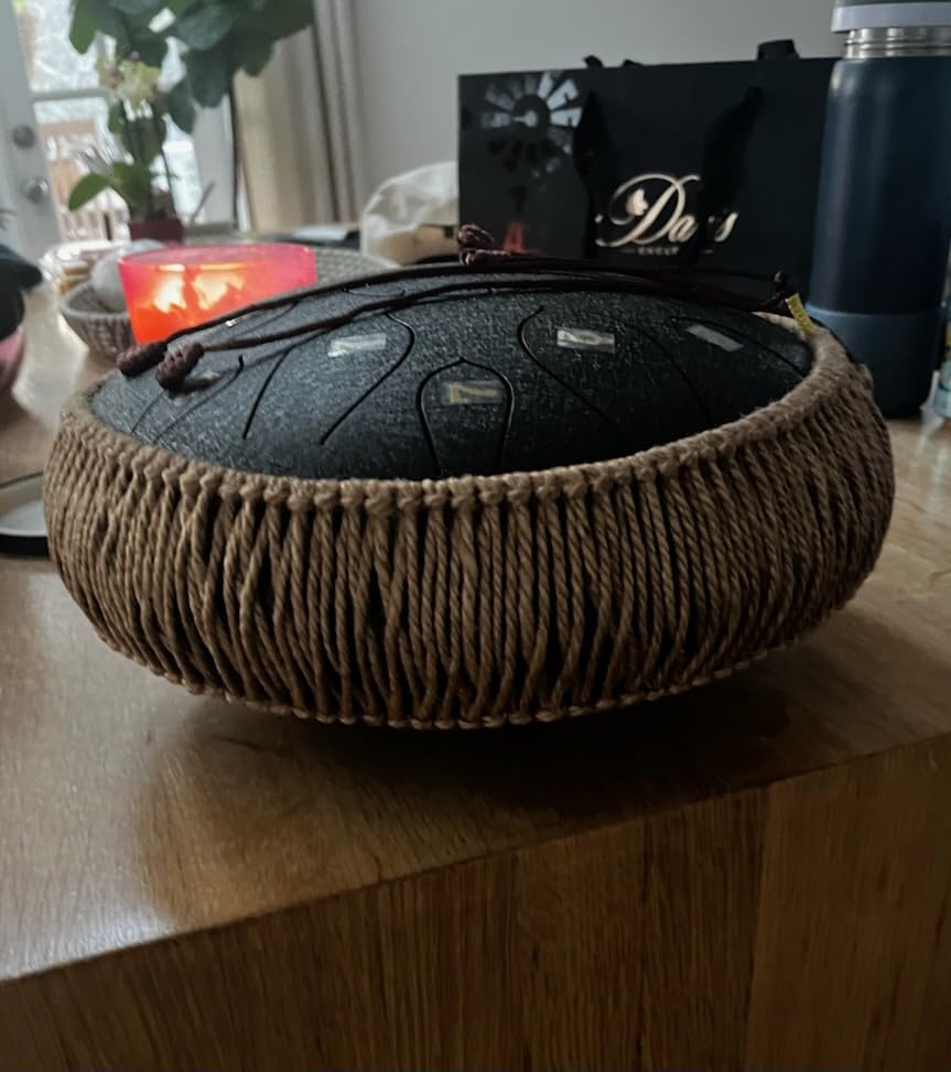 HOPWELL Steel Tongue Drum - 15 Note 12 Inch Tongue Drums - Percussion Instruments - Hand Pan Drum with Music Book, Drum Mallets and Carry Bag, D Major, Malachite Green customer photo 2