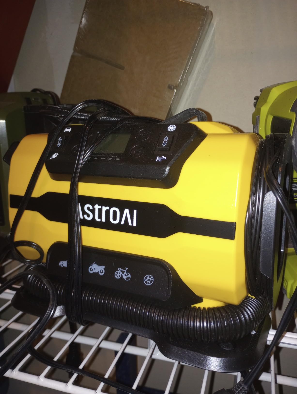 AstroAI Tire Inflator Portable Air Compressor Pump 150PSI 12V DC/110V AC with Dual Metal Motors&LED Light, Automotive Car Accessories&Two Modes for Car, Bicycle Tires and Air Mattresses, Yellow customer photo 1