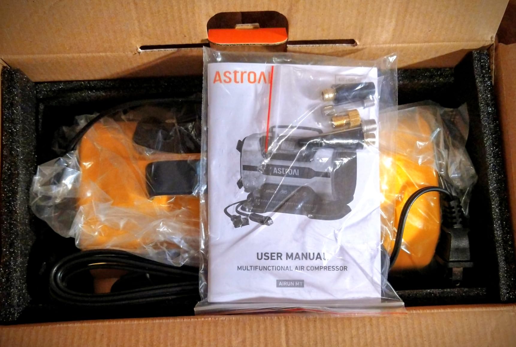 AstroAI Tire Inflator Portable Air Compressor Pump 150PSI 12V DC/110V AC with Dual Metal Motors&LED Light, Automotive Car Accessories&Two Modes for Car, Bicycle Tires and Air Mattresses, Yellow customer photo 2