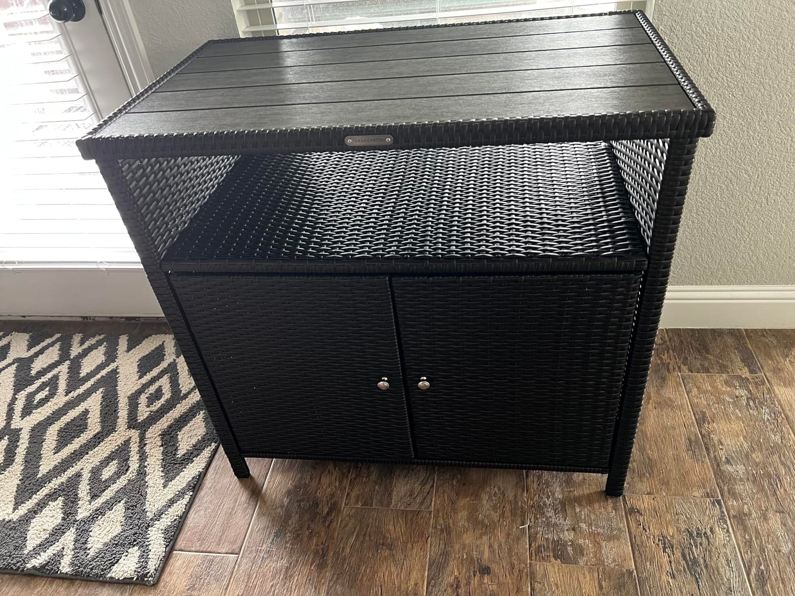Grand patio Outdoor Wicker Storage Cabinet 2-Door and Shelves Waterproof Patio Sideboard Buffet Cabinet, Dark Brown customer photo 1