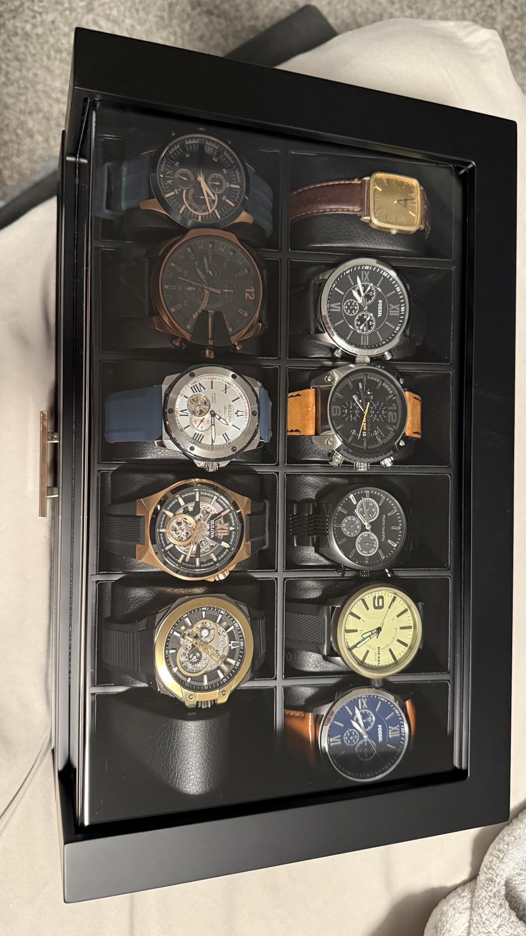 High End Watch Box for Men, 12 Slot Wooden Watch Case With Drawer, Watch Display Box with Glass Lid, 2-Layer Watch Holder for Jewelry and Watch Storage for Men Women , Ideal for Gift (With Gift Box) customer photo 2