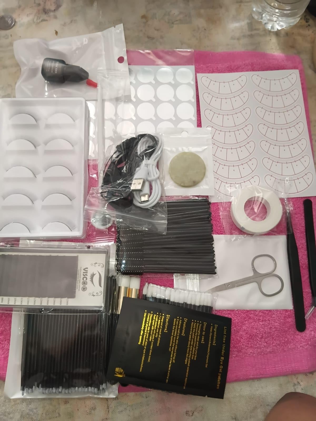 VISCOO Eyelash Extension Kit for Beginners, Lash Extension Kit with Mannequin Head | Professional Lash Starter Kit with Lash Fan, Lash Extension Supplies for Practice Training Kit(Pink) customer photo 2