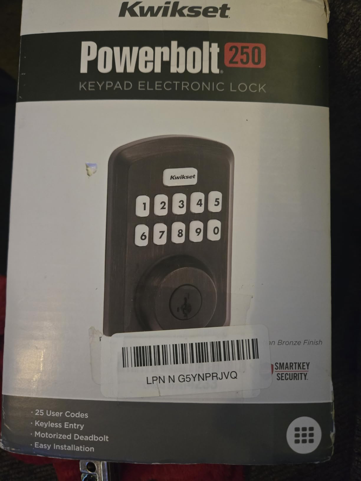 Kwikset Powerbolt 250 10-Button Keypad Matte Black Transitional Electronic Deadbolt Door Lock, Featuring Convenient Keyless Entry, Customizable User Codes and Auto-Locking customer photo 1