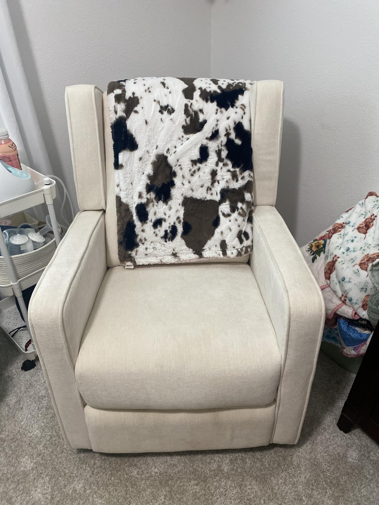 CANMOV Swivel Rocker Recliner Chair, Nursery Glider Chair, Nursery Rocking Chairs, Manual Reclining Chair, White customer photo 1