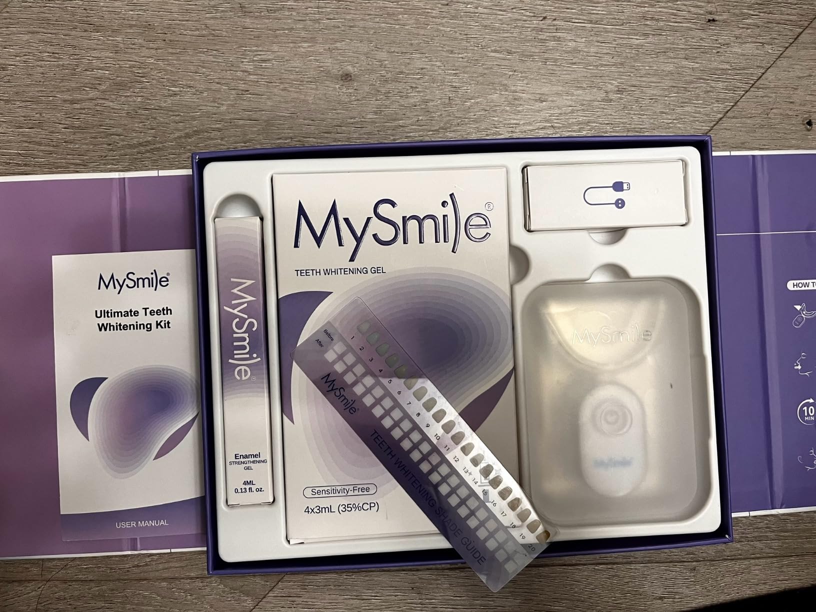 MySmile Teeth Whitening Kit for Sensitive Teeth, 30+ Treatments Whitener | 4*3ml 35% Carbamide Peroxide Whitening Gel+4ml Remineralization Pen & 28LED Whitening Tray Light, Remove Years of Stains customer photo 1