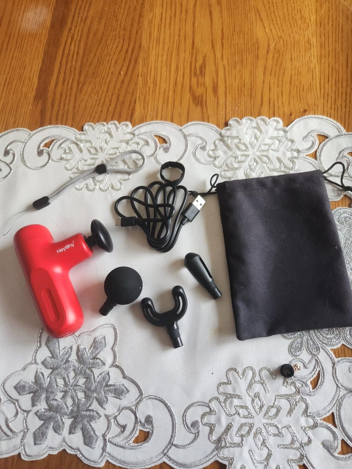 HEYCHY Super Mini Massage Gun Deep Tissue Portable Muscle Massager, 3000RPM | 4 Heads for Men Women, Back Neck Legs Muscle Relief, Quiet for Home Gym Office Travel, FSA Eligible, HSA, Black customer photo 2
