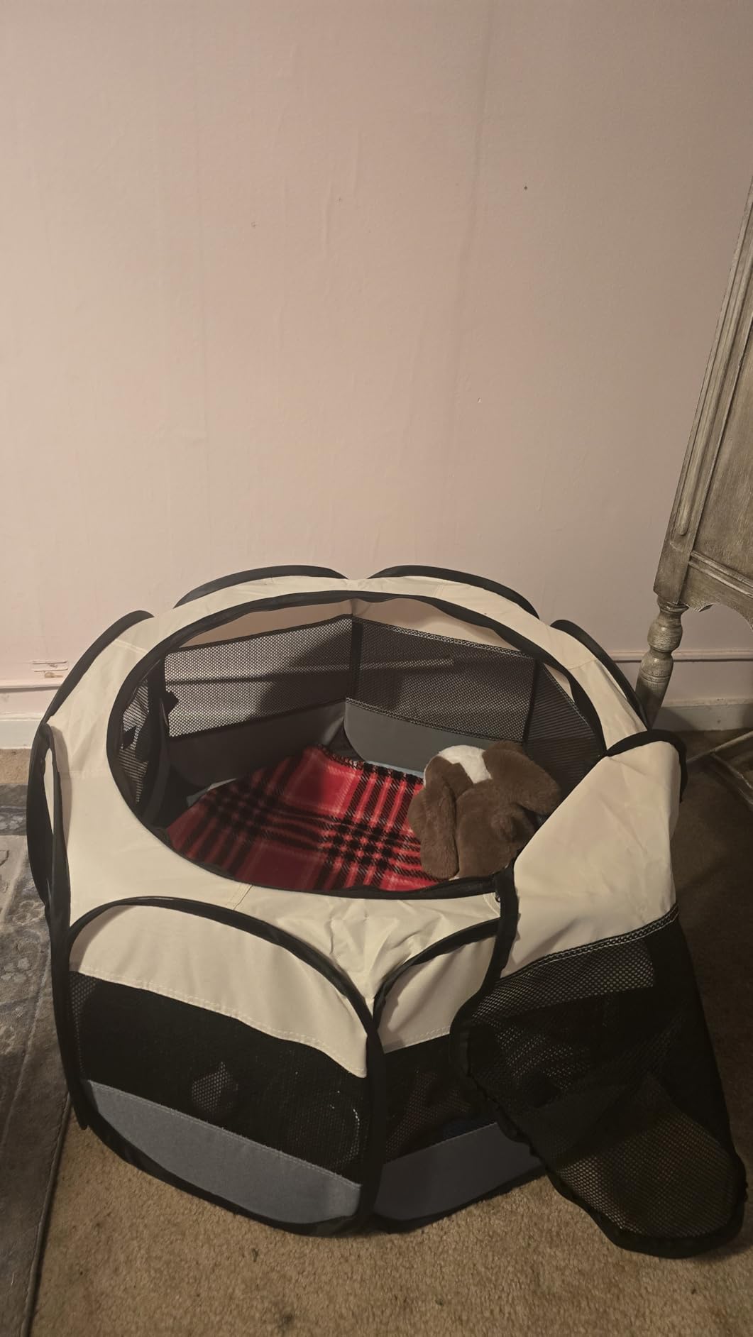 Siedihit Dog Cat Playpen, Puppy Pet Playpen Indoor for Small Dog Crate Tent Cage Outdoor, Portable Pop Up Dogs Enclosure Kennel with Carrying Case for Dogs/Cats/Rabbits(Grey, Small) customer photo 2