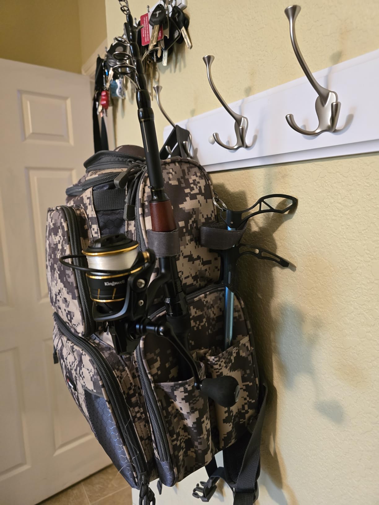 Piscifun Fishing Tackle Backpack with 2 Rod Holders, 4 Boxes & Rain Cover | Multi-pocket storage, fits 3600/3700 trays, bottle holder, padded straps for bank fishing customer photo 1